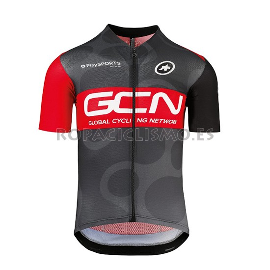 2018 Maillot Gcn Tirantes Mangas Cortas Negro y Rojo